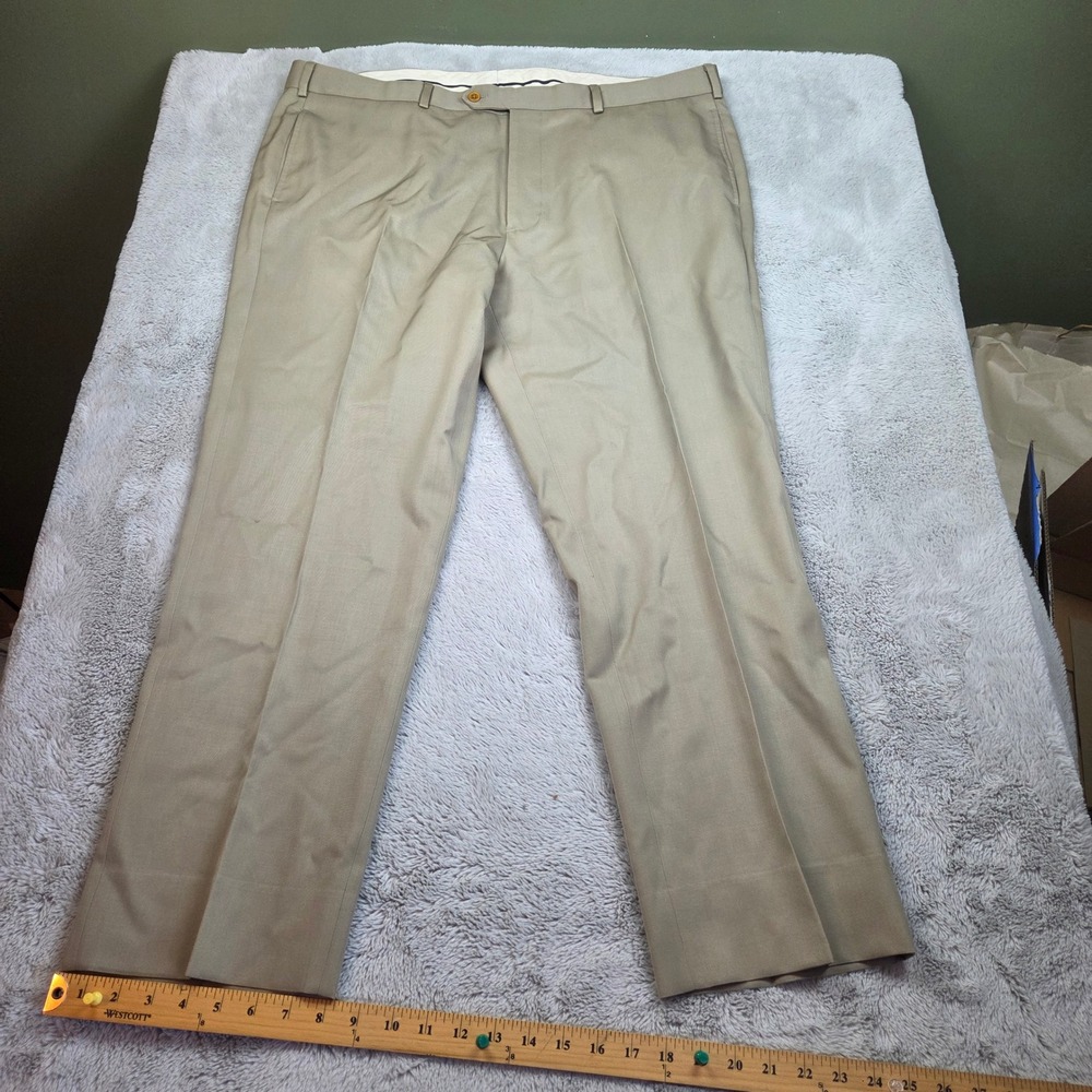 Brooks Brothers Wool Dress Pants Mens 42x30 Madison Fit Flat Front Khaki Tan